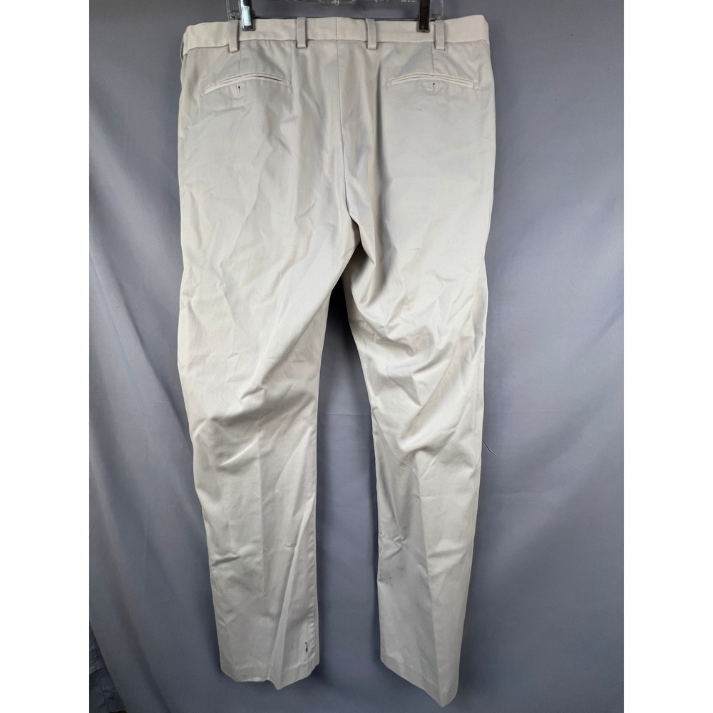 Nordstrom Men's Shop Straight Fit Beige Cotton Blend Wrinkle Free Pants 40x34 - Picture 3 of 7